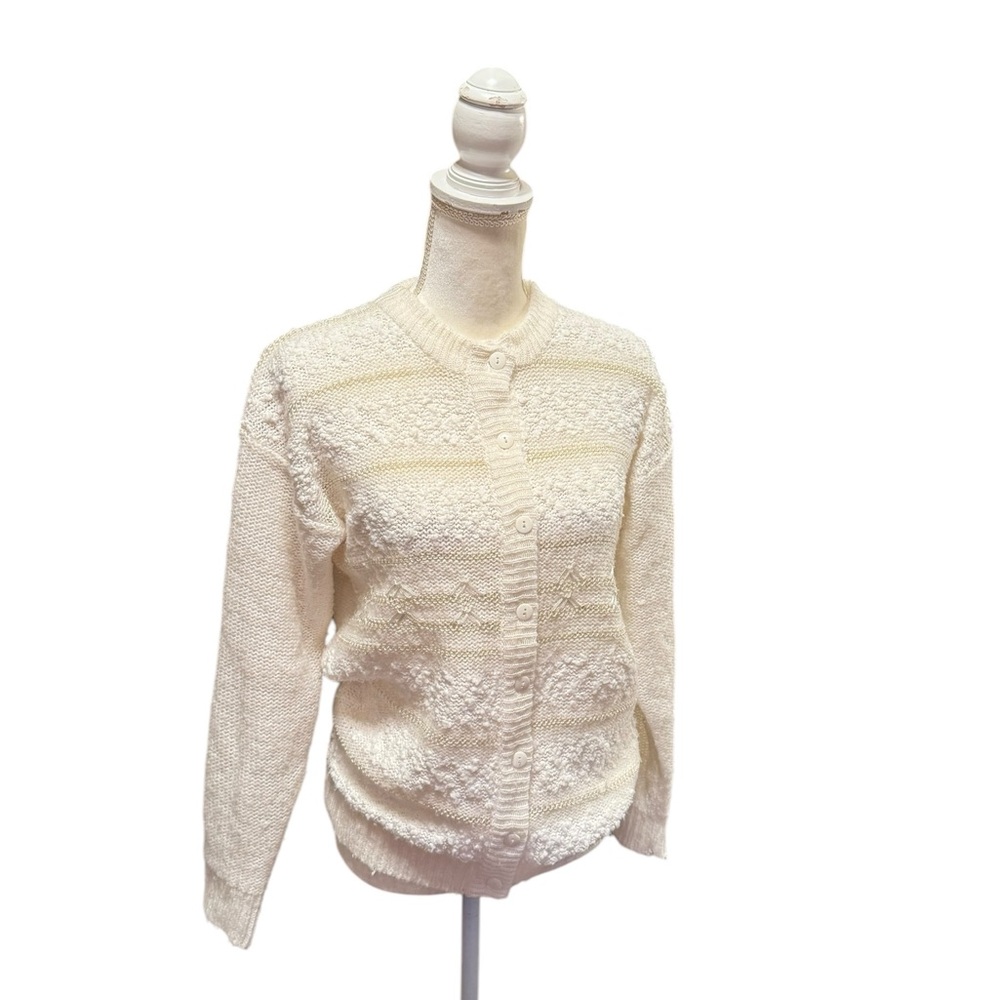 Allison Smith Vintage Off White Acrylic Cardigan S